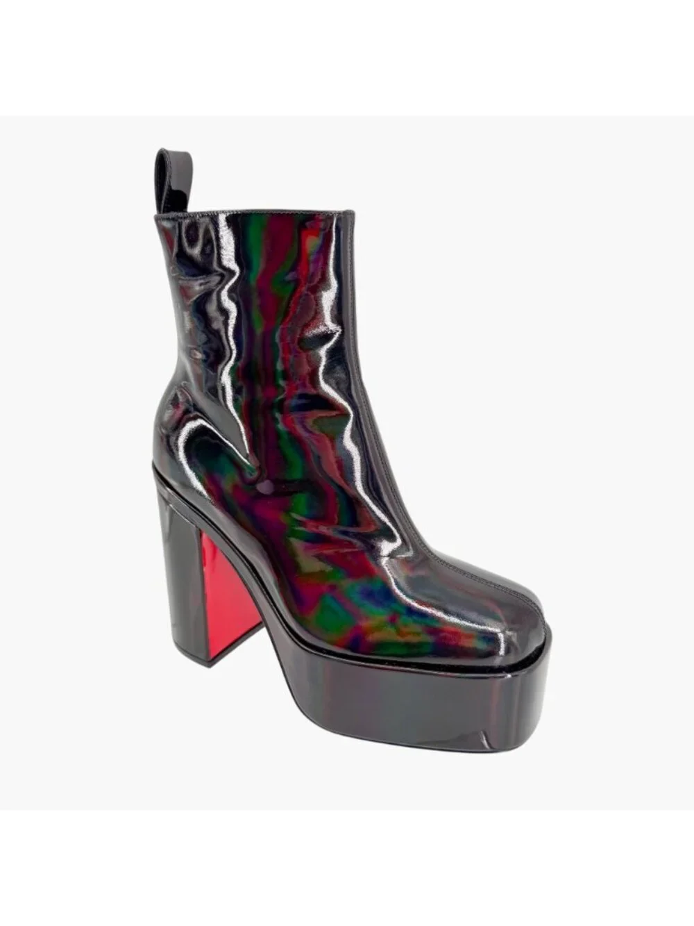Christian Louboutin Stage Angel Platform Boots Black Holographic Size 37 US 7